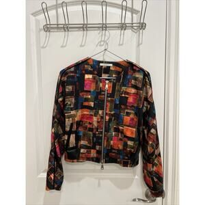 Beatrice Women’s Zip Bomber Jacket Sz 4 Made in Italy Artsy